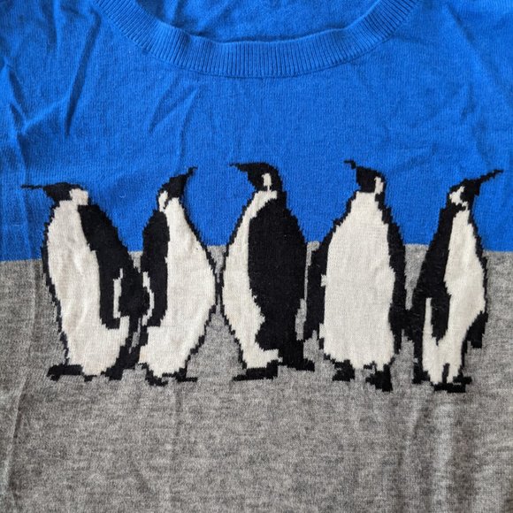 Talbots Penguin Sweater Blue Gray Crew Neck - Picture 3 of 9